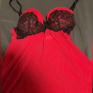 Elegant Red and Black Lace Babydoll